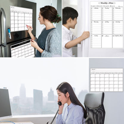 Magnetic Weekly Plan แม่เหล็กติดตู้เย็น PET Magnetic Soft Whiteboard ขนาด 29.7ซม. x 42ซม, Weekly Plan