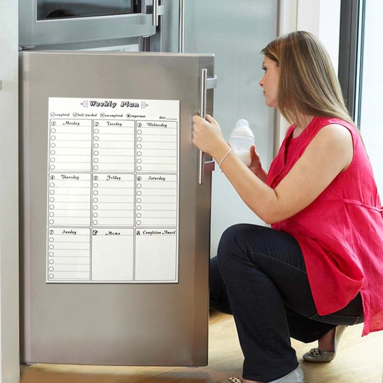 Magnetic Weekly Plan แม่เหล็กติดตู้เย็น PET Magnetic Soft Whiteboard ขนาด 29.7ซม. x 42ซม, Weekly Plan