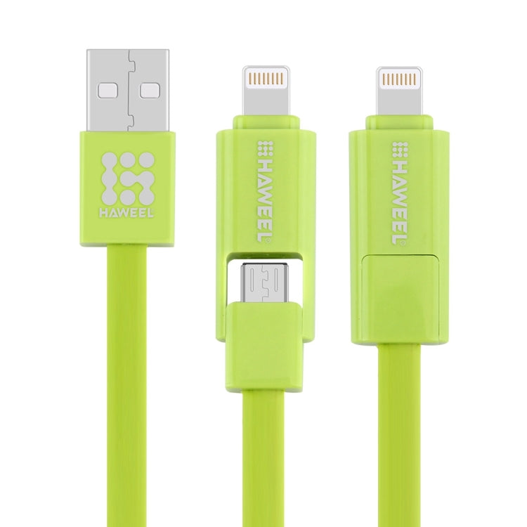 HAWEEL สายชาร์จ Micro USB 2 in 1 และ 8 Pin to USB Data Sync ยาว 1 ม, 2 in 1 Cable in two connectors