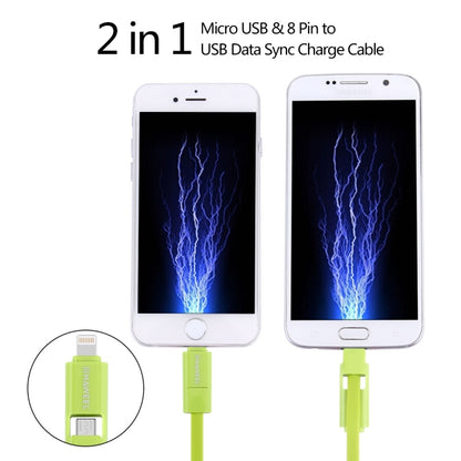 HAWEEL สายชาร์จ Micro USB 2 in 1 และ 8 Pin to USB Data Sync ยาว 1 ม, 2 in 1 Cable in two connectors