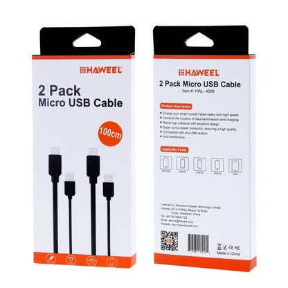 2 ชิ้น HAWEEL 1 เมตรความเร็วสูง Micro USB เข้ากับ USB Data Sync ชุดสายชาร์จสำหรับ Galaxy, Huawei, Xiaomi, LG, HTC และโทรศัพท์สมาร์ทอื่น ๆ, 2pcs