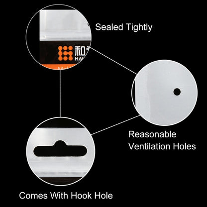 10 ชิ้น HAWEEL 21 ซม. x 11.5 ซม. Hang Hole ด้านหน้าใสเครื่องประดับมุกสีขาวซิปล็อคถุงบรรจุภัณฑ์