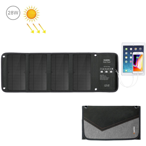 เครื่องชาร์จแผงโซลาร์เซลล์แบบพับได้ HAWEEL 28W พร้อมพอร์ต USB คู่สูงสุด 5V 3A, 28W Panel(B)