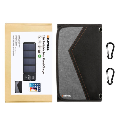 เครื่องชาร์จแผงโซลาร์เซลล์แบบพับได้ HAWEEL 28W พร้อมพอร์ต USB คู่สูงสุด 5V 3A, 28W Panel(B)