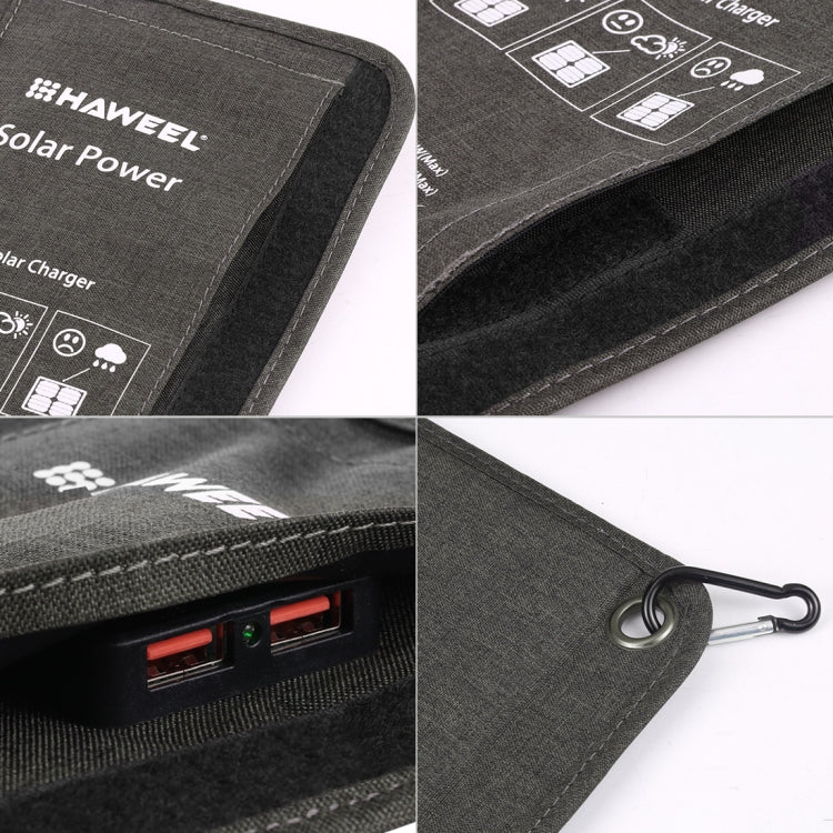 เครื่องชาร์จแผงโซลาร์เซลล์แบบพับได้ HAWEEL 28W พร้อมพอร์ต USB คู่สูงสุด 5V 3A, 28W Panel(B)
