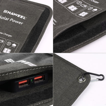 เครื่องชาร์จแผงโซลาร์เซลล์แบบพับได้ HAWEEL 28W พร้อมพอร์ต USB คู่สูงสุด 5V 3A, 28W Panel(B)