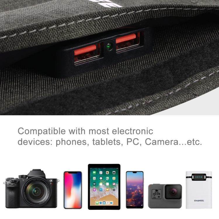 เครื่องชาร์จแผงโซลาร์เซลล์แบบพับได้ HAWEEL 28W พร้อมพอร์ต USB คู่สูงสุด 5V 3A, 28W Panel(B)