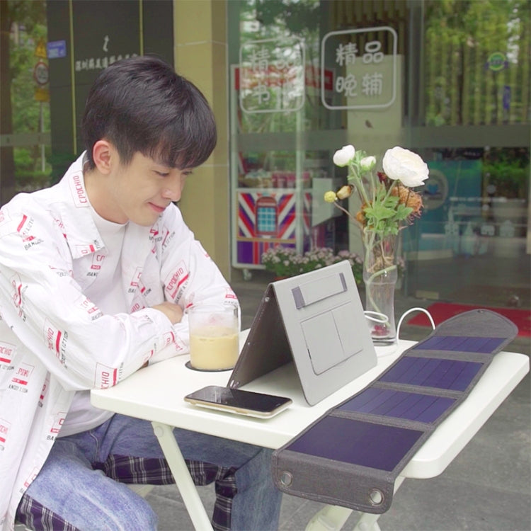 HAWEEL 14W 5V 2.4A เครื่องชาร์จพลังงานแสงอาทิตย์แบบพับได้แบบพกพากระเป๋าเดินทางพับได้แบบชาร์จไฟกลางแจ้งพร้อมแผงโซลาร์เซลล์ 4 แผงและพอร์ต USB ขนาด: S, 14W