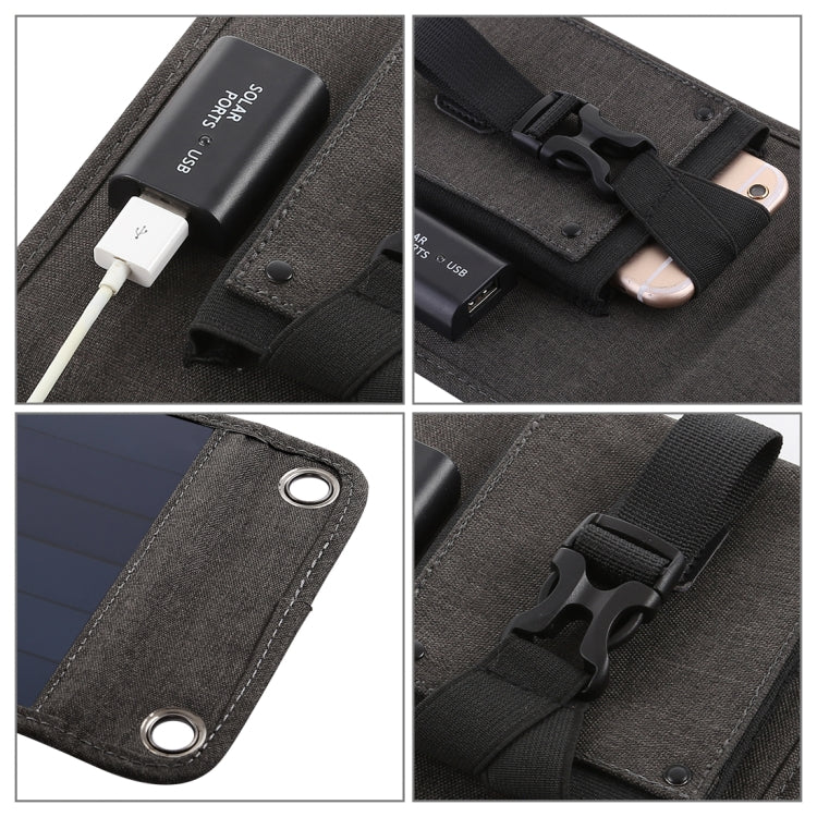 HAWEEL 14W 5V 2.4A เครื่องชาร์จพลังงานแสงอาทิตย์แบบพับได้แบบพกพากระเป๋าเดินทางพับได้แบบชาร์จไฟกลางแจ้งพร้อมแผงโซลาร์เซลล์ 4 แผงและพอร์ต USB ขนาด: S, 14W