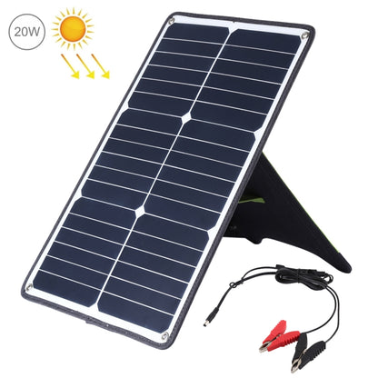 เครื่องชาร์จแผงพลังงานแสงอาทิตย์ Monocrystalline Silicon แบบพกพา HAWEEL 20W พร้อมพอร์ต USB และที่ยึด & คลิปเสือ รองรับ QC3.0 และ AFC