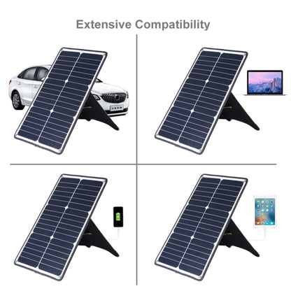 เครื่องชาร์จแผงพลังงานแสงอาทิตย์ Monocrystalline Silicon แบบพกพา HAWEEL 20W พร้อมพอร์ต USB และที่ยึด & คลิปเสือ รองรับ QC3.0 และ AFC