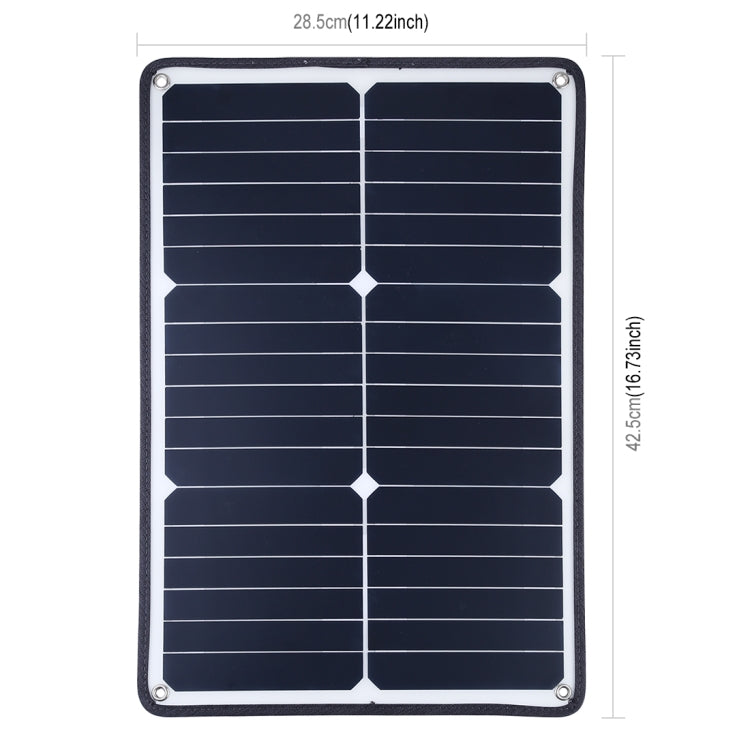 เครื่องชาร์จแผงพลังงานแสงอาทิตย์ Monocrystalline Silicon แบบพกพา HAWEEL 20W พร้อมพอร์ต USB และที่ยึด & คลิปเสือ รองรับ QC3.0 และ AFC