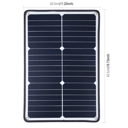 เครื่องชาร์จแผงพลังงานแสงอาทิตย์ Monocrystalline Silicon แบบพกพา HAWEEL 20W พร้อมพอร์ต USB และที่ยึด & คลิปเสือ รองรับ QC3.0 และ AFC
