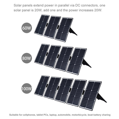 เครื่องชาร์จแผงพลังงานแสงอาทิตย์ Monocrystalline Silicon แบบพกพา HAWEEL 20W พร้อมพอร์ต USB และที่ยึด & คลิปเสือ รองรับ QC3.0 และ AFC