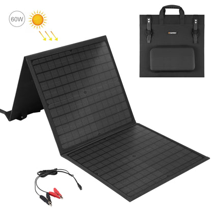 HAWEEL 60W เครื่องชาร์จพลังงานแสงอาทิตย์แบบพับได้กระเป๋าเดินทางพับได้, 60W