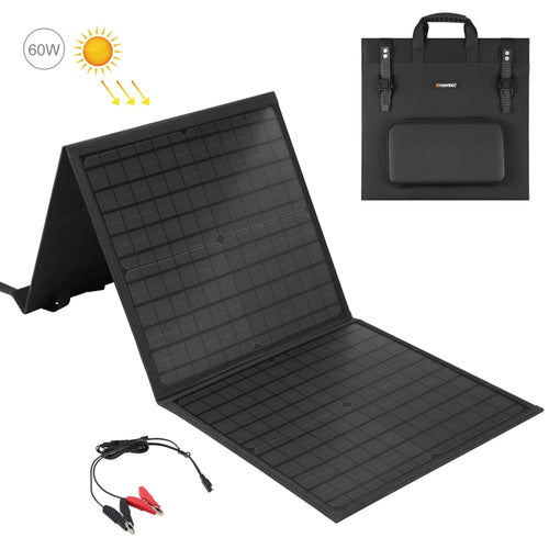 HAWEEL 60W เครื่องชาร์จพลังงานแสงอาทิตย์แบบพับได้กระเป๋าเดินทางพับได้, 60W
