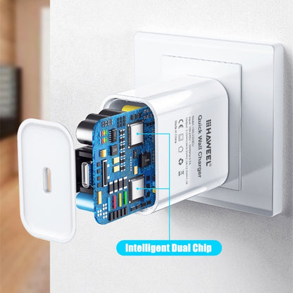 HAWEEL PD 20W เครื่องชาร์จ USB-C / Type-C อินเทอร์เฟซ USB-C / Type-C เดี่ยวรองรับโปรโตคอล QC เต็มรูปแบบปลั๊ก EU, QC Charger EU Plug