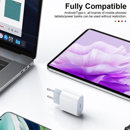 HAWEEL PD 20W เครื่องชาร์จ USB-C / Type-C อินเทอร์เฟซ USB-C / Type-C เดี่ยวรองรับโปรโตคอล QC เต็มรูปแบบปลั๊ก EU, QC Charger EU Plug