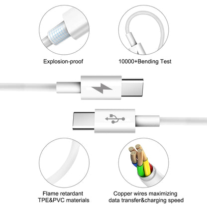 HAWEEL 25W 3A Type-C / USB-C ถึง Type-C / USB-C PD สายเคเบิลข้อมูลการชาร์จอย่างรวดเร็ว ความยาว: 1 ม., Type-C to Type-C 1m White