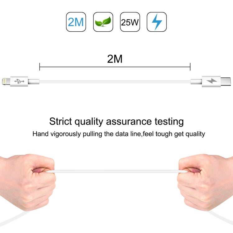 HAWEEL 25W 3A USB-C / Type-C ถึง 8 Pin PD สายชาร์จเร็วสำหรับ iPhone, iPad, ความยาวสายเคเบิล: 2 ม., Type-C to 8 Pin 2m