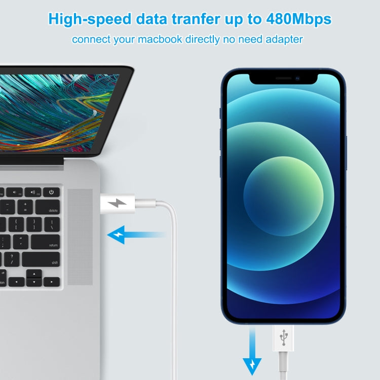HAWEEL 25W 3A USB-C / Type-C ถึง 8 Pin PD สายชาร์จเร็วสำหรับ iPhone, iPad, ความยาวสายเคเบิล: 2 ม., Type-C to 8 Pin 2m