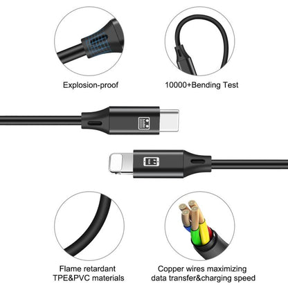 HAWEEL 1 ม. USB-C / Type-C ถึง 8 Pin OTG Sync ข้อมูล / สายชาร์จ
