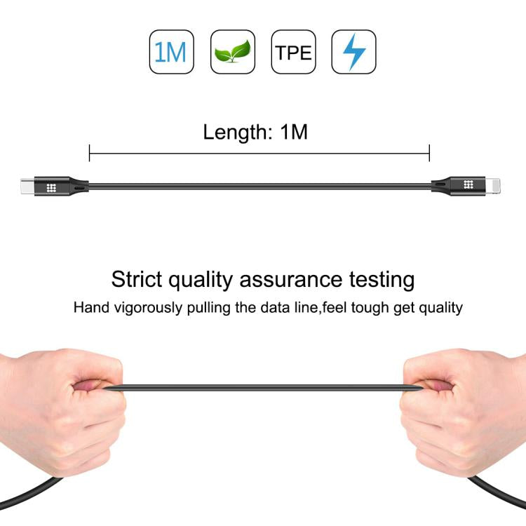 HAWEEL 1 ม. USB-C / Type-C ถึง 8 Pin OTG Sync ข้อมูล / สายชาร์จ