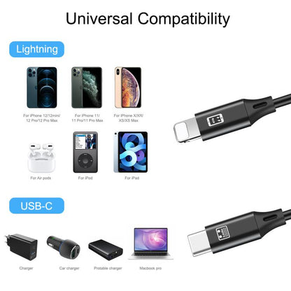 HAWEEL 1 ม. USB-C / Type-C ถึง 8 Pin OTG Sync ข้อมูล / สายชาร์จ