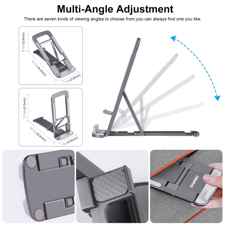 HAWEEL ที่วางเดสก์ท็อปอลูมิเนียมอัลลอยด์แบบพับได้แบบปรับได้ HAWEEL, Aluminum Alloy