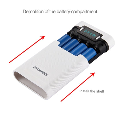 แบตเตอรี่ HAWEEL DIY 4 x 18650 (ไม่รวม) กล่องเชลล์ Power Bank 10000mAh พร้อมเอาต์พุตและจอแสดงผล USB 2 x สำหรับ iPhone, Galaxy, Sony, HTC, Google, Huawei, Xiaomi, Lenovo และสมาร์ทโฟนอื่น ๆ, DIY 4 x 18650 10000mAh  Battery (US)