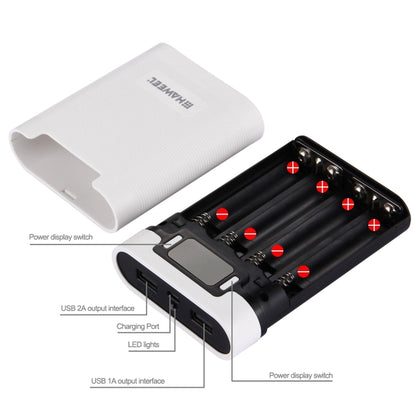 แบตเตอรี่ HAWEEL DIY 4 x 18650 (ไม่รวม) กล่องเชลล์ Power Bank 10000mAh พร้อมเอาต์พุตและจอแสดงผล USB 2 x สำหรับ iPhone, Galaxy, Sony, HTC, Google, Huawei, Xiaomi, Lenovo และสมาร์ทโฟนอื่น ๆ, DIY 4 x 18650 10000mAh  Battery (US)