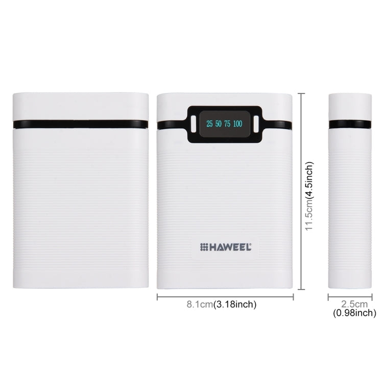 แบตเตอรี่ HAWEEL DIY 4 x 18650 (ไม่รวม) กล่องเชลล์ Power Bank 10000mAh พร้อมเอาต์พุตและจอแสดงผล USB 2 x สำหรับ iPhone, Galaxy, Sony, HTC, Google, Huawei, Xiaomi, Lenovo และสมาร์ทโฟนอื่น ๆ, DIY 4 x 18650 10000mAh  Battery (US)
