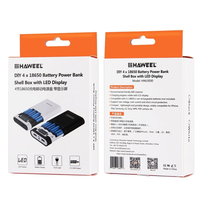 แบตเตอรี่ HAWEEL DIY 4 x 18650 (ไม่รวม) กล่องเชลล์ Power Bank 10000mAh พร้อมเอาต์พุตและจอแสดงผล USB 2 x สำหรับ iPhone, Galaxy, Sony, HTC, Google, Huawei, Xiaomi, Lenovo และสมาร์ทโฟนอื่น ๆ, DIY 4 x 18650 10000mAh  Battery (US)