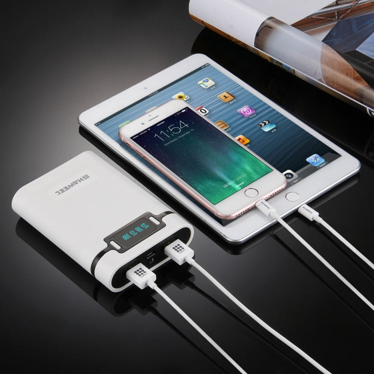 แบตเตอรี่ HAWEEL DIY 4 x 18650 (ไม่รวม) กล่องเชลล์ Power Bank 10000mAh พร้อมเอาต์พุตและจอแสดงผล USB 2 x สำหรับ iPhone, Galaxy, Sony, HTC, Google, Huawei, Xiaomi, Lenovo และสมาร์ทโฟนอื่น ๆ, DIY 4 x 18650 10000mAh  Battery (US)