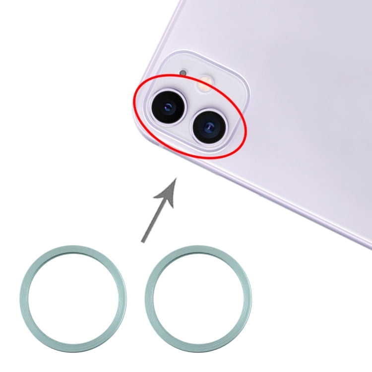 2 ชิ้นกล้องด้านหลังกระจกเลนส์โลหะป้องกันห่วงแหวนสำหรับ iPhone 11, For iPhone 11