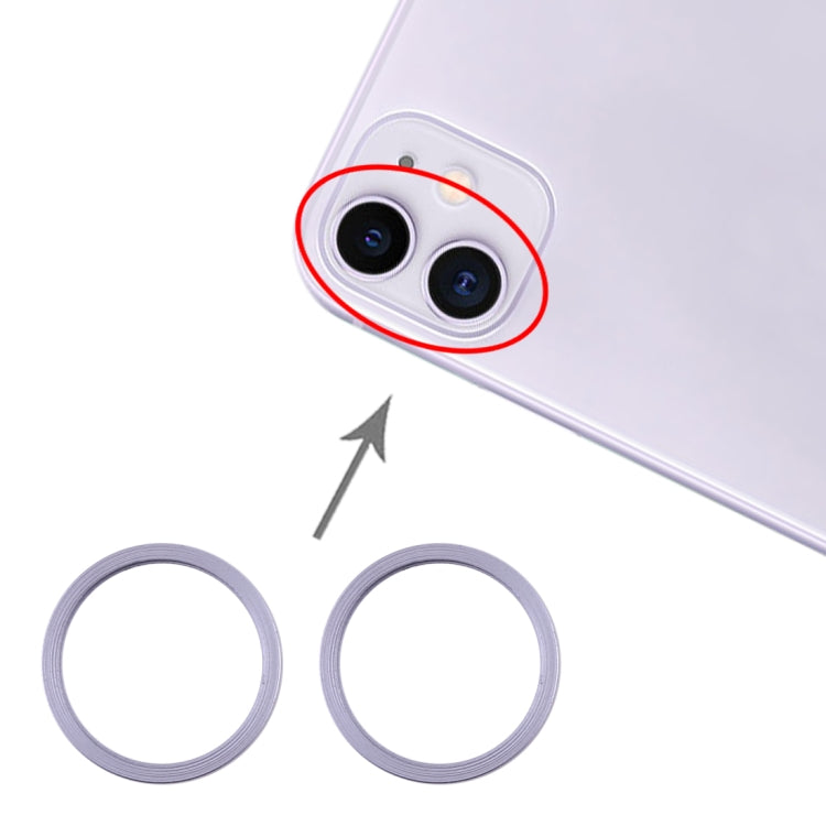 2 ชิ้นกล้องด้านหลังกระจกเลนส์โลหะป้องกันห่วงแหวนสำหรับ iPhone 11, For iPhone 11