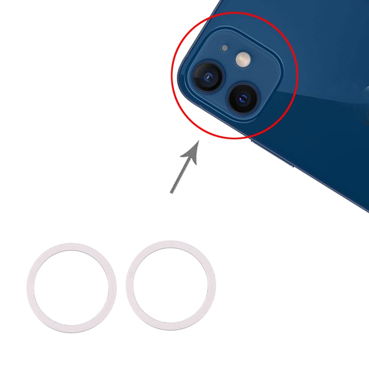 2 ชิ้นกล้องด้านหลังกระจกเลนส์โลหะป้องกันห่วงแหวนสำหรับ iPhone 12, For iPhone 12