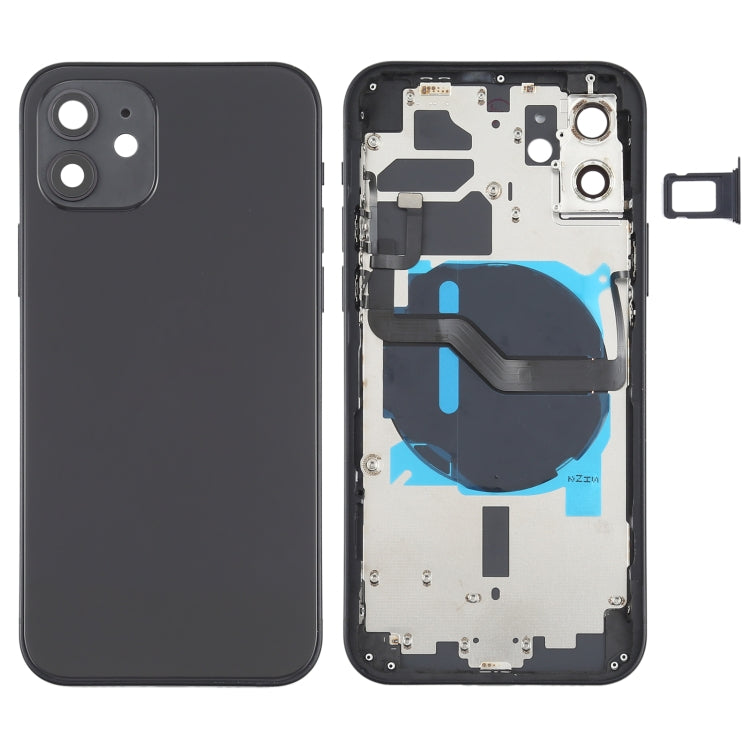ฝาหลังแบตเตอรี่ (พร้อมปุ่มด้านข้าง & ถาดการ์ด & Power + Volume Flex Cable & โมดูลการชาร์จไร้สาย) สำหรับ iPhone 12, For iPhone 12