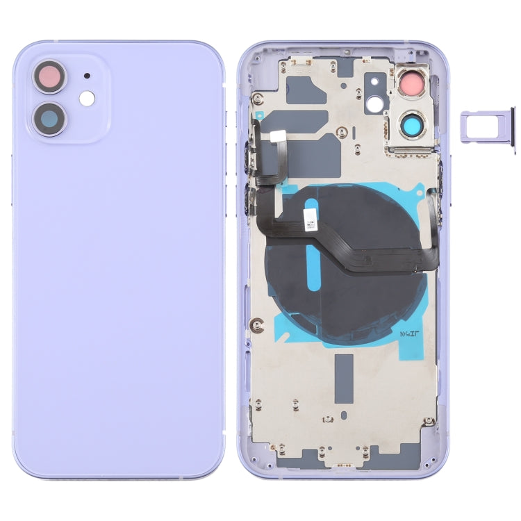 ฝาหลังแบตเตอรี่ (พร้อมปุ่มด้านข้าง & ถาดการ์ด & Power + Volume Flex Cable & โมดูลการชาร์จไร้สาย) สำหรับ iPhone 12, For iPhone 12