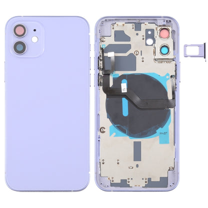 ฝาหลังแบตเตอรี่ (พร้อมปุ่มด้านข้าง & ถาดการ์ด & Power + Volume Flex Cable & โมดูลการชาร์จไร้สาย) สำหรับ iPhone 12, For iPhone 12