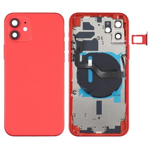 ฝาหลังแบตเตอรี่ (พร้อมปุ่มด้านข้าง & ถาดการ์ด & Power + Volume Flex Cable & โมดูลการชาร์จไร้สาย) สำหรับ iPhone 12, For iPhone 12
