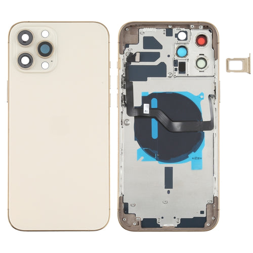 ฝาหลังแบตเตอรี่ (พร้อมปุ่มด้านข้าง & ถาดการ์ด & Power + Volume Flex Cable & โมดูลการชาร์จไร้สาย) สำหรับ iPhone 12 Pro Max, For iPhone 12 Pro Max