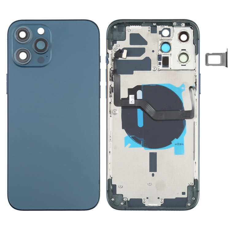 ฝาหลังแบตเตอรี่ (พร้อมปุ่มด้านข้าง & ถาดการ์ด & Power + Volume Flex Cable & โมดูลการชาร์จไร้สาย) สำหรับ iPhone 12 Pro Max, For iPhone 12 Pro Max