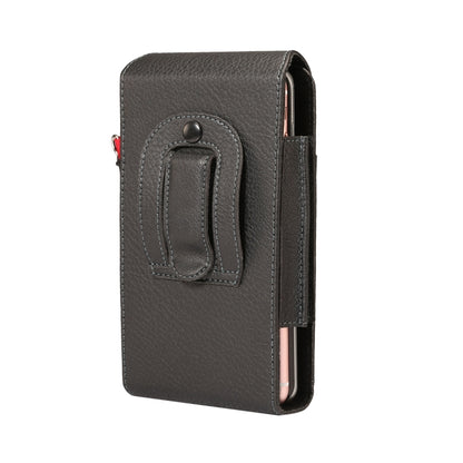 สำหรับโทรศัพท์ขนาด 6.7 นิ้วและต่ำกว่าเนื้อลิ้นจี่มัลติฟังก์ชั่น Universal Vertical Flip Upright Double Lattice กระเป๋าหนัง PU กระเป๋าคาดเอวพร้อมช่องเสียบการ์ดและคลิปหนีบเข็มขัดและเชือกเส้นเล็ก, For 6.7 inch and Below Phones