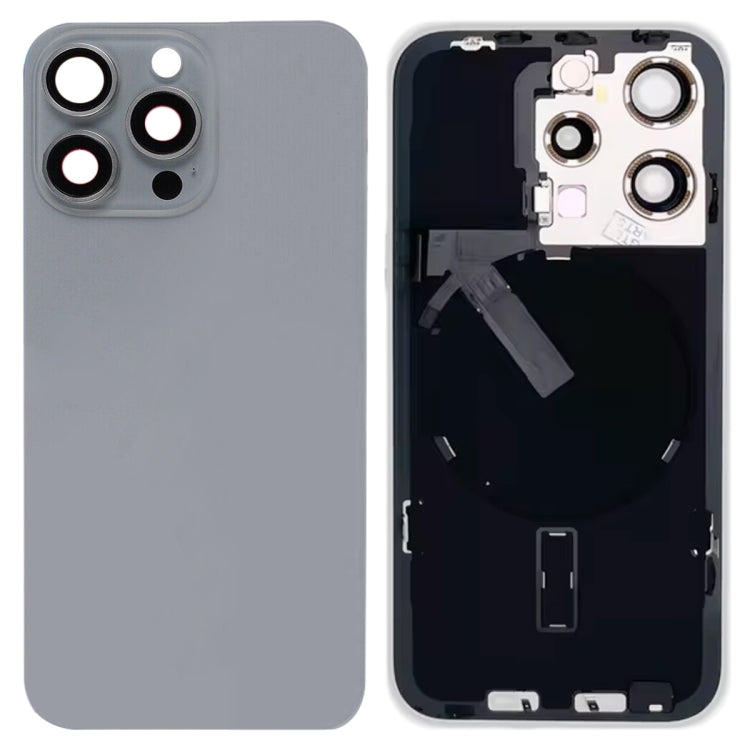 สำหรับ iPhone 15 Pro ฝาหลังแบตเตอรี่กระจกพร้อมขายึดแฟลช + โมดูลชาร์จไร้สาย, For iPhone 15 Pro