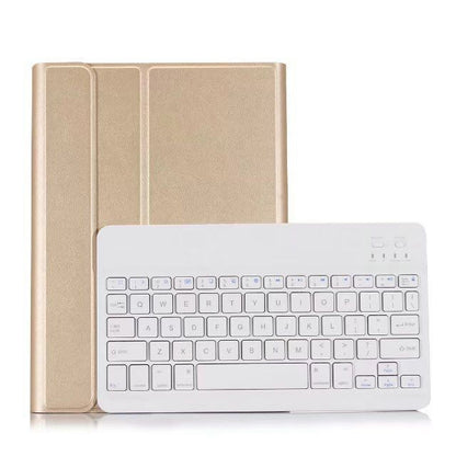 คีย์บอร์ด Bluetooth แบบถอดได้ + เคสแท็บเล็ตหนังพลิกแนวนอนพร้อมที่วางสำหรับ iPad Pro 9.7 นิ้ว, iPad Air, iPad Air 2, iPad 9.7 นิ้ว (2017), iPad 9.7 นิ้ว (2018), A07 Black, A07 Gold, A07 Blue, A07 Rose Gold