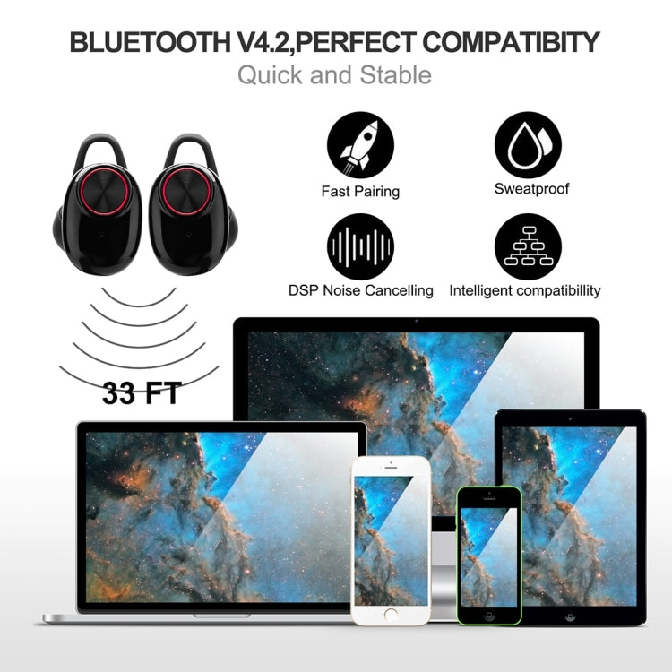 BTH-V5 DSP หูฟังตัดเสียงรบกวนกีฬาไร้สาย Bluetooth V5.0 ชุดหูฟังพร้อมเคสชาร์จเข้ากันได้กับ iPhone และ Android