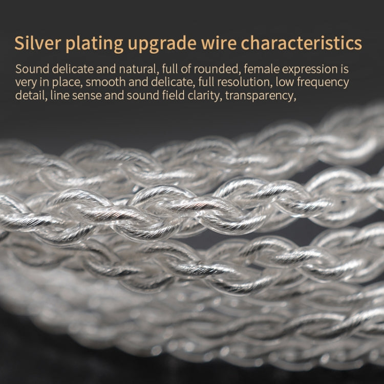 KZ B 8 Pin ออกซิเจนฟรีทองแดง Silver Plated Upgrade Cable สำหรับ KZ ZST / ES4 / ZS10 / AS10 / BA10 หูฟัง