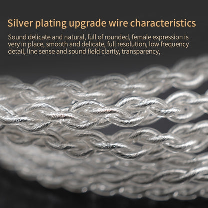 KZ B 8 Pin ออกซิเจนฟรีทองแดง Silver Plated Upgrade Cable สำหรับ KZ ZST / ES4 / ZS10 / AS10 / BA10 หูฟัง