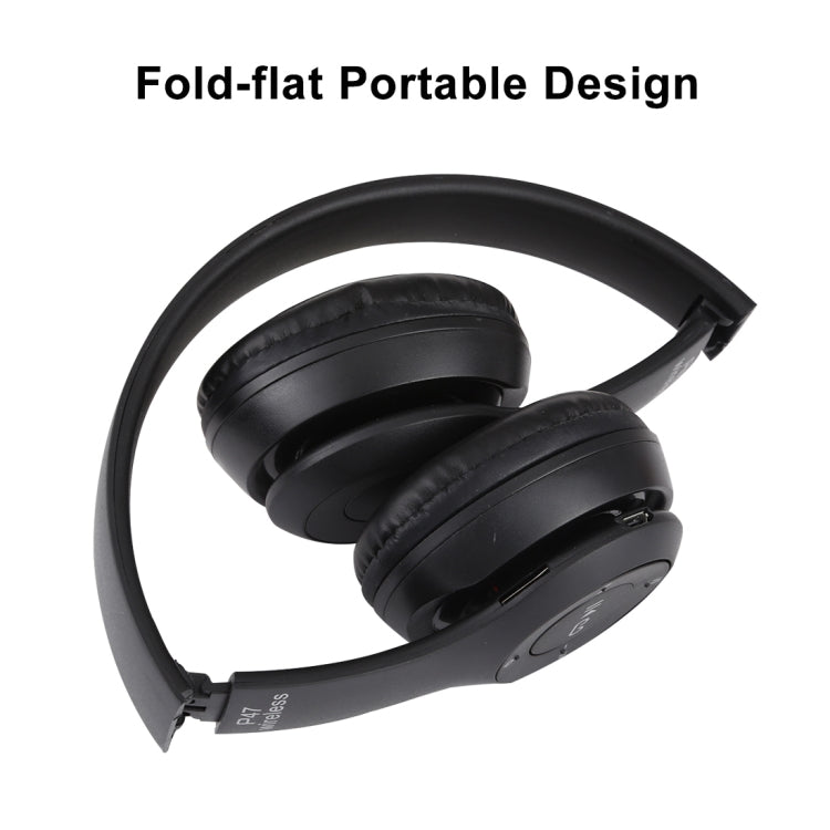 P47 หูฟัง Bluetooth ไร้สายแบบพับได้พร้อมแจ็คเสียง 3.5 มม. รองรับ MP3 / FM / โทร, P47 Black, P47 Blue, P47 Red, P47 White, P47 Green